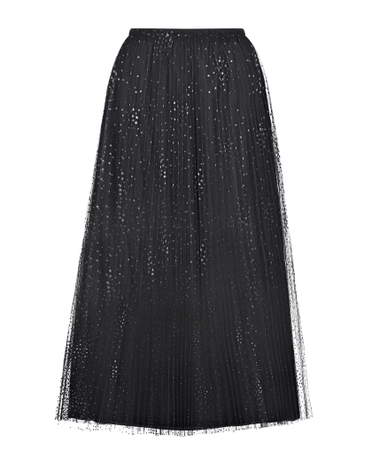 Черная плиссированная юбка с блестками  | Фото 1