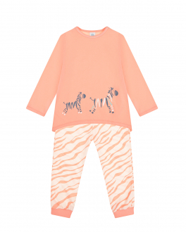 Пижама персикового цвета с принтом &quot;зебры&quot; Sanetta , арт. 221720 3916 PEACH AMBE | Фото 1