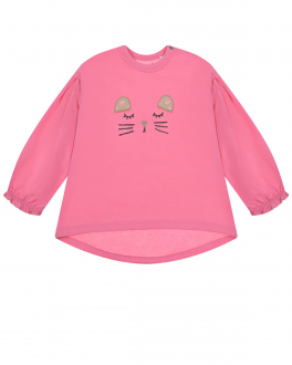 Розовая толстовка с вышивкой Sanetta Kidswear Розовый, арт. 115414 38170 PINK HIBIS | Фото 1