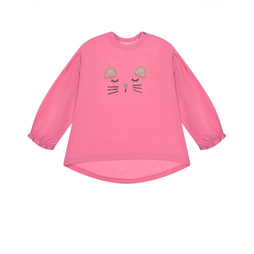 Розовая толстовка с вышивкой Sanetta Kidswear | Фото 1