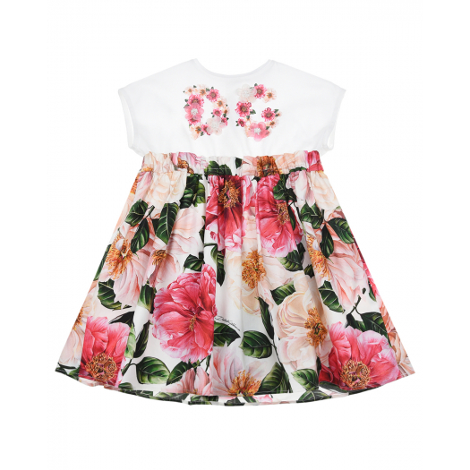 Платье с цветочным принтом и аппликацией Dolce&Gabbana | Фото 1