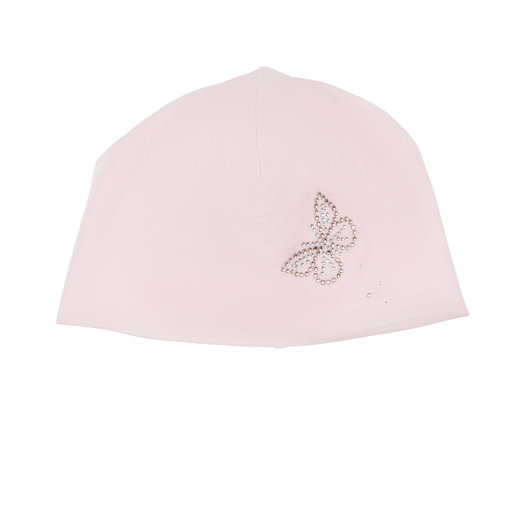 Розовая шапка с бабочкой из стразов Story Loris | Фото 1