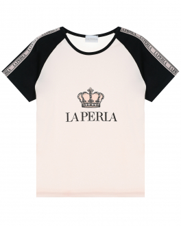 Розовая футболка с черными рукавами La Perla (спорт) Розовый, арт. 70495 08 | Фото 1