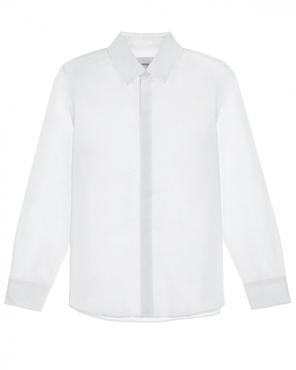 Белая рубашка с логотипом под пуговичной планкой Fendi | Фото 1