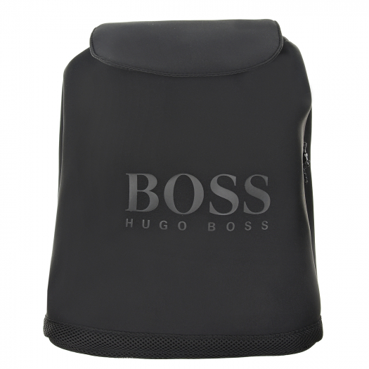 Черный рюкзак из неопрена с логотипом 16х39х34 см Hugo Boss | Фото 1