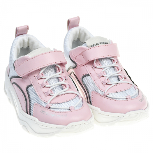 Розовые кроссовки с серой отделкой Emporio Armani | Фото 1