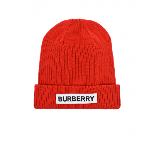 Красная шапка с логотипом на отвороте Burberry | Фото 1