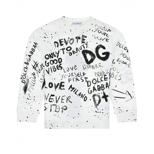 Белый свитшот с принтом &quot;граффити&quot; Dolce&Gabbana | Фото 1