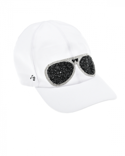 Белая кепка с очками из страз Joli Bebe | Фото 1