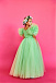 Зеленое платье с пышными короткими рукавами Sasha Kim | Фото 4