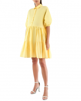 Желтое платье с цветочным узором в технике шитье Dan Maralex Желтый, арт. 3522504106 | Фото 2