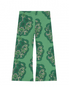 Зеленые спортивные брюки с цветочным принтом Mini Rodini Зеленый, арт. 22230116 75 | Фото 2