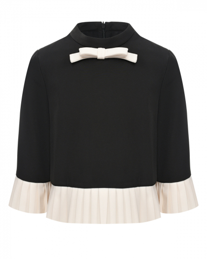 Блуза черного цвета с белым кантом MIMISOL | Фото 1
