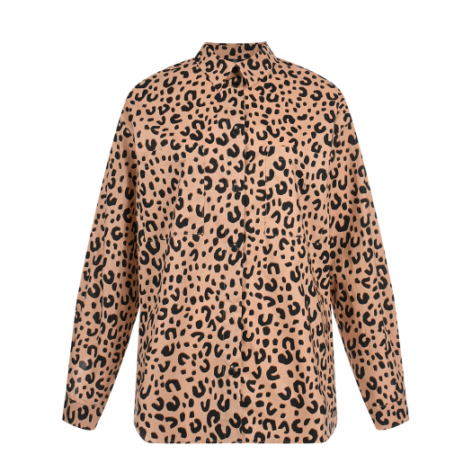 Бежевая рубашка с леопардоввым принтом Dan Maralex | Фото 1