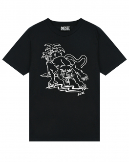 Черная футболка с принтом &quot;тигр&quot; Diesel Черный, арт. J00576 KYAR1 K900 | Фото 1