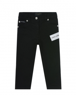 Черные джинсы с серебристым патчем Dolce&Gabbana Черный, арт. L21F60 LY049 N0000 | Фото 1