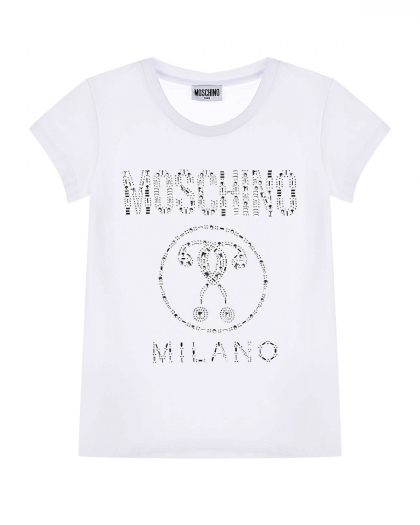 Белая футболка со стразами Moschino | Фото 1