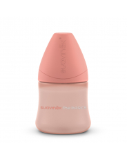 Розовая бутылка с круглой силиконовой соской медленного потока "BASICS", 150 мл (2 шт)