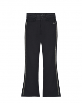 Черные брюки с лампасами из стразов Diesel Черный, арт. J00865 0JASB K900 | Фото 1
