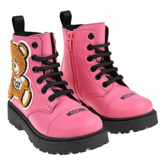 Розовые ботинки с флисовой подкладкой Moschino | Фото 1