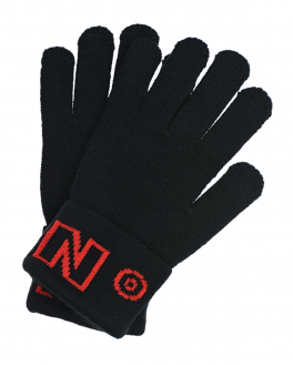Черные перчатки с красным логотипом No. 21 Черный, арт. N21216 N0119 BLACK 0N900 | Фото 2