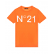Оранжевая футболка с белым лого No. 21 | Фото 1