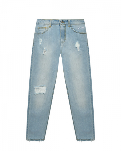 Зауженные джинсы с разрезами MSGM | Фото 1
