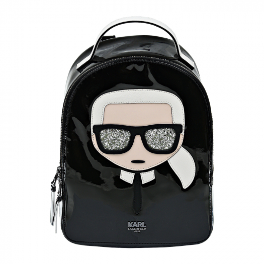 Черный лаковый рюкзак 20,5х11х26,5 см Karl Lagerfeld kids | Фото 1