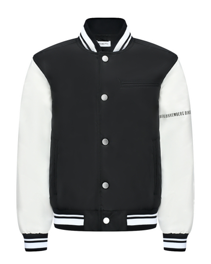 Куртка-бомбер с белыми рукавами, черная Bikkembergs | Фото 1