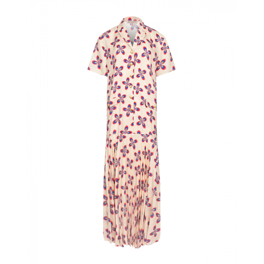 Кремовое платье с цветочным принтом Saloni | Фото 1