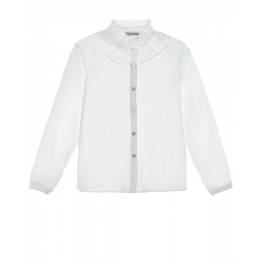 Белая рубашка с оборками на воротнике Monnalisa | Фото 1