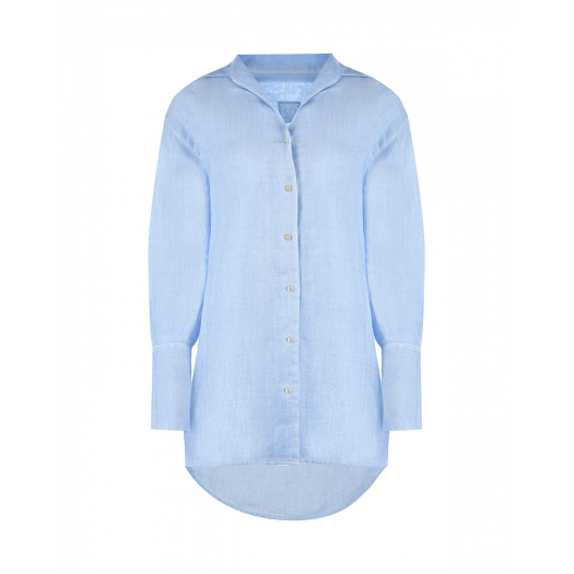 Голубая удлиненная рубашка 120% Lino | Фото 1