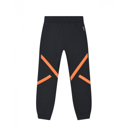 Черные спортивные брюки с оранжевыми полосками Roberto Cavalli | Фото 1