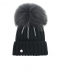 Черная шапка с полосками из стразов Joli Bebe | Фото 1
