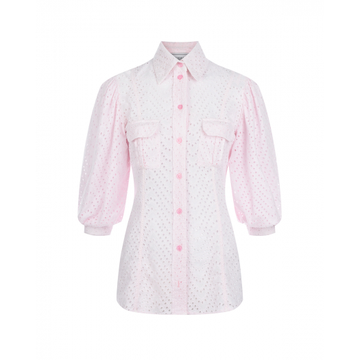 Розовая джинсовая рубашка с перфорацией Forte dei Marmi Couture | Фото 1