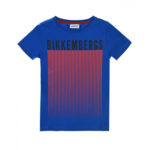Синяя футболка с градиентным принтом Bikkembergs | Фото 1