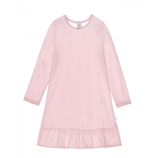 Розовая ночная рубашка с принтом &quot;лебеди&quot; Sanetta | Фото 1
