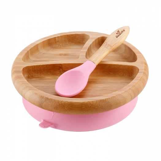 Набор 2 предмета (бамбуковая тарелка Baby, ложка), розоовый  | Фото 1