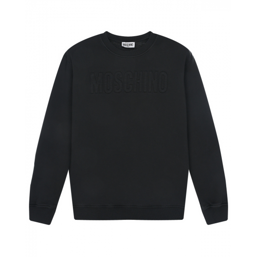Черный свитшот с лого в тон Moschino | Фото 1