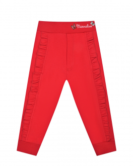 Красные спортивные брюки с оборками Monnalisa Красный, арт. 390410 0022 0043 | Фото 1