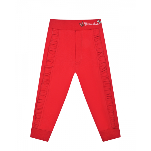 Красные спортивные брюки с оборками Monnalisa | Фото 1