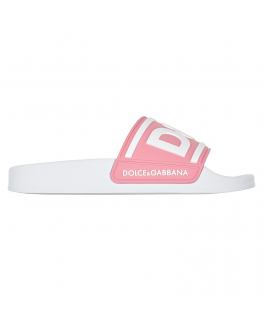 Шлепки с белым лого Dolce&Gabbana Розовый, арт. DD0320 AQ858 8B405 | Фото 2