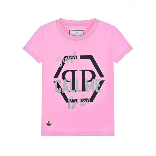 Розовая футболка с логотипом Philipp Plein | Фото 1