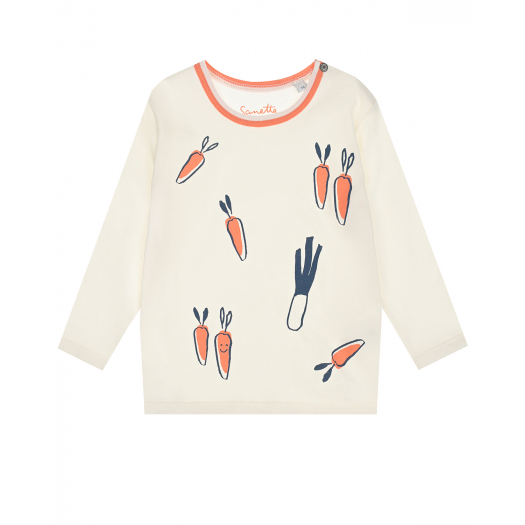 Бежевая толстовка с принтом &quot;морковки&quot; Sanetta Kidswear | Фото 1