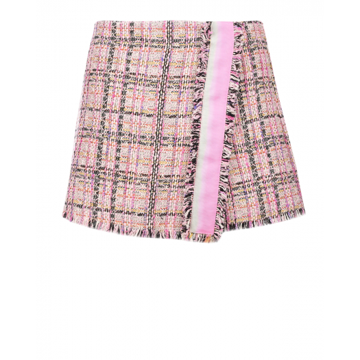 Розовая твидовая юбка-шорты MSGM | Фото 1