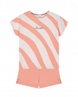 Пижама: футболка в полоску и шорты Sanetta Оранжевый, арт. 232721 38177 PINK CHAMP | Фото 1