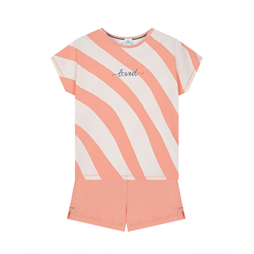 Пижама: футболка в полоску и шорты Sanetta | Фото 1