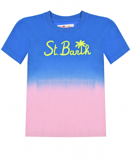 Двухцветная футболка с надписью Saint Barth Мультиколор, арт. PORTOFINO 01809B EMB SB PALM 1721 | Фото 1