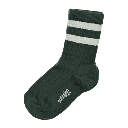 Темно-зеленые носки с белыми полосками Collegien | Фото 1