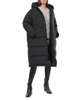 Черное двустороннее пальто-парка из технологичной ткани Yves Salomon Черный, арт. 23WYM02620DOXW C99 | Фото 2